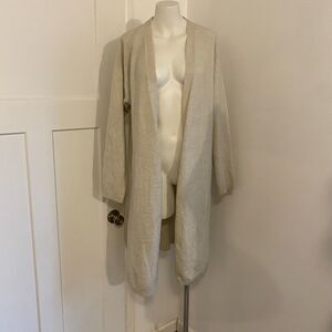 H&M size Small Neutral Oversized Lagenlook Cream Open Front Long Line Cardigan